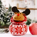 Knitted Christmas gift bag with a 3D plush reindeer head and festive snowflake patterns - Reindeer Style