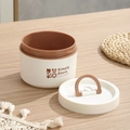 Boîte à déjeuner isolée beige portable et pot à soupe avec poignée sur table en bois - Plastique 560ml Marron