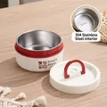 Tazza da zuppa termica beige in acciaio inox 304 con manico rosso coordinato - Acciaio Inossidabile 350ml Rosso