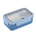 Boîte à lunch bento bicolore bleue avec rangement pour couverts et ustensiles blancs - Bleu