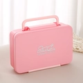 Boîte à lunch bento rose portable avec poignée et imprimé Yummy Bento pour enfants - Style Grande Capacité / Rose