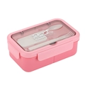Boîte à bento rose portable avec couvercle transparent et rangement pour couverts - Rose
