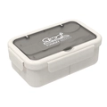 Minimalist beige bento box with translucent gray lid and dual side latches - Oatmeal