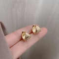 Pendientes de aro geométricos en plata 925 con un acabado dorado pulido brillante - Hebilla de Oreja Triangular Ancha-Oro
