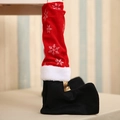 Coprigambe per sedie natalizi in velluto rosso con fiocchi di neve e design elfo - Motivo Fiocco di Neve YX