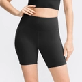 Zwarte yoga shorts met hoge taille van naadloze geborstelde stof voor fitness en hardlopen - S / Zwart