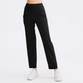 High-waisted black yoga leggings with side pockets and skin-friendly stretch fabric - Black