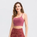 Women's dusty pink yoga tank top with built-in pads and high-waist camo leggings - 10/XL / Tops / Plum Purple