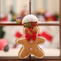 Omino di pan di zenzero in peluche marrone con fiocco rosso e cappello bianco di Natale - Ornamento Omino di Pan di Zenzero Maschio