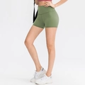 Avocado green high-waisted yoga shorts with elastic fit and tummy control effect - 4/S / Bottoms / Army Green