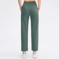 Dark green high waisted wide leg yoga pants in premium skin-friendly stretch fabric - 4/S / Bottoms / Grey Green