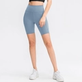 Graublaue Yoga-Shorts mit hoher Taille und Seitentasche für Fitness und Formgebung - S / Wasserblau