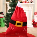 Roter Samt Weihnachtssack mit HO HO HO Aufdruck und Gürtelschnalle für Süßigkeiten - Gürtel-Stil