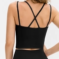 Débardeur de yoga noir pour femme avec fines bretelles croisées et coussinets intégrés - 10/XL / Noir
