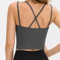 Brassière de yoga gris foncé avec bretelles croisées dans le dos et tissu sec - 10/XL / Gris