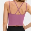 Canotta yoga rosa polvere con spalline incrociate sulla schiena e imbottitura integrata - 10/XL / Viola Prugna
