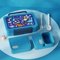 Blue dinosaur portable lunch box set with leak-proof compartments and cutlery for kids - Blue Dinosaur Series