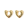 Boucles d'oreilles cœur dorées polies au design 3D minimaliste et fini miroir - Grand / Grand Or