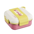 Boîte à déjeuner en inox rose et blanc avec sangle jaune et couvercle hermétique - Carré Acier Inoxydable Rose