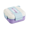 Boîte à lunch carrée violette tricolore avec couvercle crème et boucles de Tedemei - Carré Plastique Violet