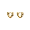 Boucles d'oreilles créoles cœur dorées avec un design épais et une finition polie - Petit / Petit Or