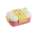 Pink and white stainless steel lunch box with yellow strap and secure side latches - Rectangular Stainless Steel Pink