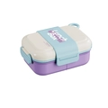 Tedemei purple and cream divided lunch box with blue clips and leak-proof seal - Rectangular Plastic Purple