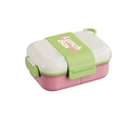 Pink and green divided stainless steel lunch box with handle for students and adults - Rectangular Plastic Pink