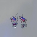 Orecchini a lobo a cuore in argento S925 con zircone sfumato blu-viola e stelle brillanti - Sfumatura Blu Viola
