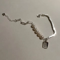 Bracelet perles en argent S925 avec pendentif Good Luck et chaîne trombone - Bracelet d'épissage de perles