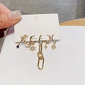 6-piece gold earring set with star and moon charms and silver posts on display card - Blue Rhinestone Star Lightning Huggie Collection (with Silver Earring Post) (S-E1776)