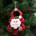Addobbo natalizio Babbo Natale in feltro con fiocchi di neve bianchi e cordino dorato - Babbo Natale