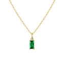 Elegante S925 zilveren halsketting met groene smaragd hanger aan gouden ketting - Goud