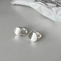 Minimalist S925 sterling silver brushed round disk hoop earrings with matte metal texture - Silver Brushed Round Style