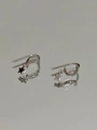 Close-up of S925 sterling silver moon and star earrings with zircon inlay details - Vintage Star Moon Hook Earrings
