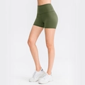 Damen-Yogashorts in Olivgrün mit hoher Taille für Fitness und Laufsport - S / Olivgrün