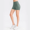 Hoch taillierte Damen Yoga-Shorts in Salbeigrün Camouflage-Print für Fitness und Laufen - S / Geheimnisvolles Grün