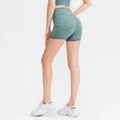 Green leopard print high waist yoga shorts with butt-lifting fit for fitness and running - Green Leopard