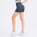 Damen Yoga-Shorts mit hoher Taille, dunkelblauem Marmormuster und schmaler Passform - S / Hellgrau Marmoriert