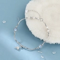 Bracciale a coda di pesce in argento S925 con perle bianche e pietra di luna - Bracciale con Perle e Coda di Sirena Argentato