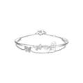 Bracciale farfalla a doppio strato in argento S925 con elegante design a rigido e catena - Stile Nappa a Farfalla Argentata