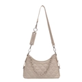 Quilted off-white crossbody bag with elegant silver chain strap and leather tag - Off White
