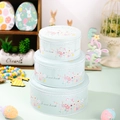 Three-piece Easter tin storage box set with rabbit patterns and Sweet Dream lettering - Easter Bunny Floral Style