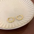 Eleganti orecchini a cerchio in bambù in argento S925 con scintillanti pietre di zircone - Orecchini a Cerchio in Bambù con Zirconi / Oro