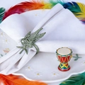 Rond de serviette artisanal en forme de fougère verte pour décoration de table de mariage - Style de Feuille Verte (ZWZ-PNR-351)