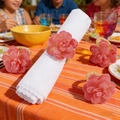 Juego de servilleteros de suculentas rosas y ratán natural para mesa rústica - Suculenta Rosa (Servilletero de Suculenta)