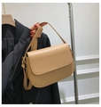 Minimalistische camelfarbene Umhängetasche aus PU-Leder mit verstellbarem Gurt - Khaki