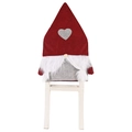 Christmas gnome chair cover with red hat and grey heart detail for holiday decor - Red Hat Style