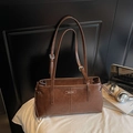 Sac fourre-tout rétro en similicuir marron avec logo métallique et bandoulières réglables - Sans Pendentif / Marron