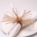 Champagne gold beaded starburst napkin ring with silver base for elegant table setting - Gold